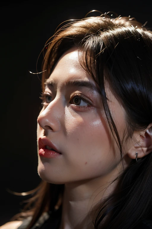 (((Ultra-high resolution、Close-up、Cute teenage Japanese girl)))、Long, straight black hair frames her face、So that every single hair is clearly visible、Depicts subtle color changes depending on the amount of light hitting the subject、The skin is white and smooth、Has a natural glow、Fine skin texture、Representing the fine details of pores、amountや頬に薄い赤みがある部分を詳細に、The eyes are almond-shaped and dark brown.、Fine details of the iris、Depicts color gradations and patterns、Long, natural-looking eyelashes, each and every one visible、Well-groomed eyebrows、indivual々The hair is clearly visible、Light reflects off into the eyes、Create small highlights、noseは繊細で、nose孔の細かいディテールがある、Lips are plump and naturally pink、Depicts the fine lines and soft curves of the lips、Shiny、Accentuate the shape、Detailed depiction of lip texture、Particular attention to the depiction of light and shadow、Soft natural light gently illuminates the face from the front、amount、nose、Creates a subtle glow on the cheeks、Shadows are cast softly along the contours of the face、cheekbone、Jaw Curve、noseの側面を強調、The gloss of her lips reflects the light faintly.、Emphasizes plump texture、The shadow of the hair adds depth and dimension.、indivual々The hair shines in the light、The background is simple and blurred.、Focus on the face、In the highest quality、Representing the utmost detail