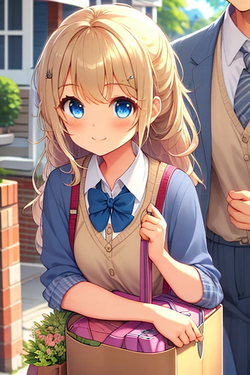 The hairstyle is lob、School uniform、Cute  girl