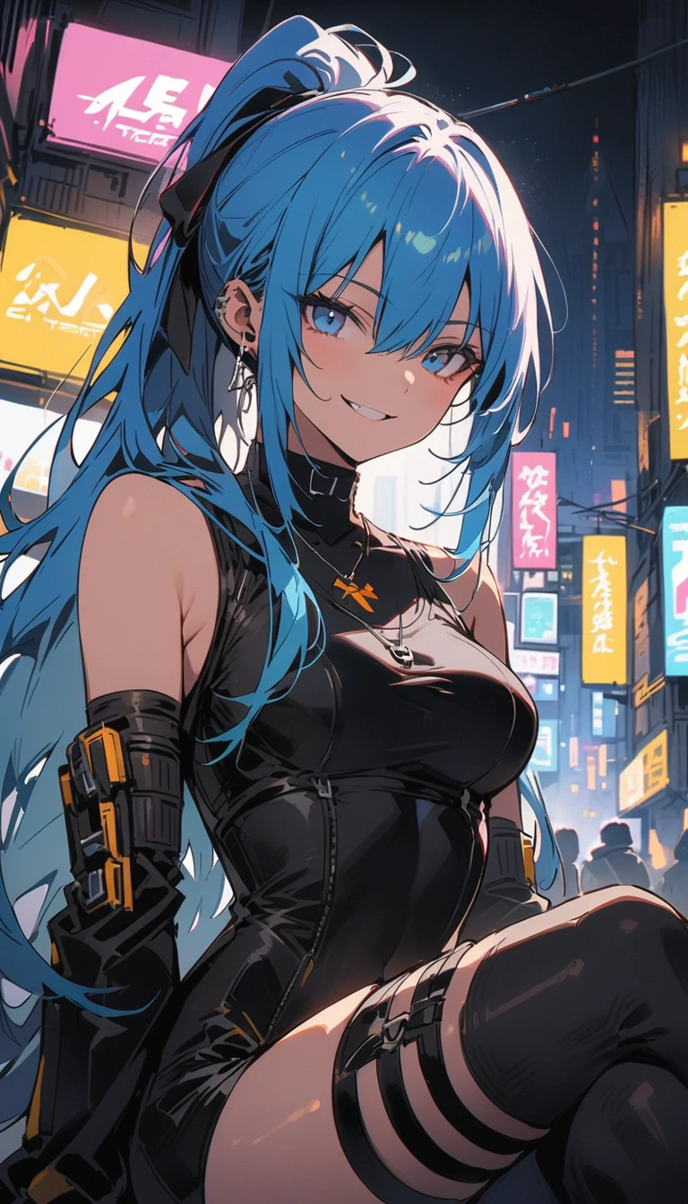 (hetero couple:2), (cityscape:1.5), (NSFW, topless bare small middle boobies, uncensored bare pussy:1.6), (Face of love, I'm so happy:1.5), (cyborg girl:1.5), low , dynamic angle, stylish free pose, (headphone, mechanical fuselage, mechanical clothing), looking at the viewer, (hime cut, long hair:1.5), (blue mini skirt:1.5), plastic corset, Beautiful light effect, glowing skin, (removable long sleeves, very wide sleeve:1.5), (caution decal, corporate logotype:1.2), (small open mouth:1),