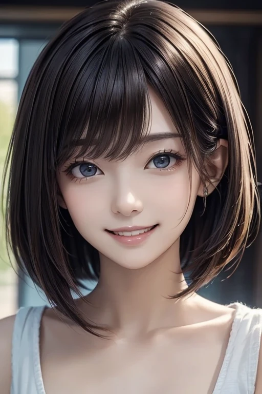 (masterpiece, best quality:1.2), 1girl, Alone, straight bob hair, (smile:1.3), portrait,