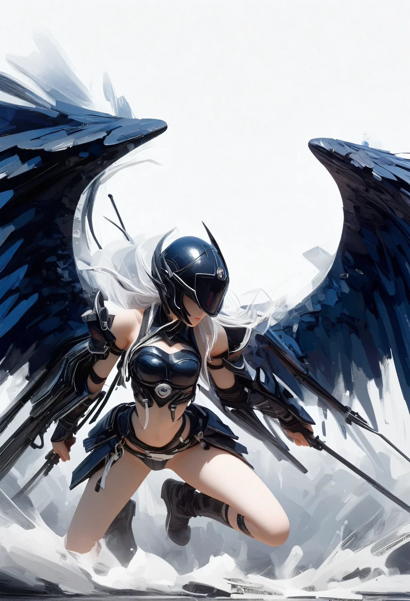 masterpiece,best quality,Mecha girl standing posture,Background is ruins