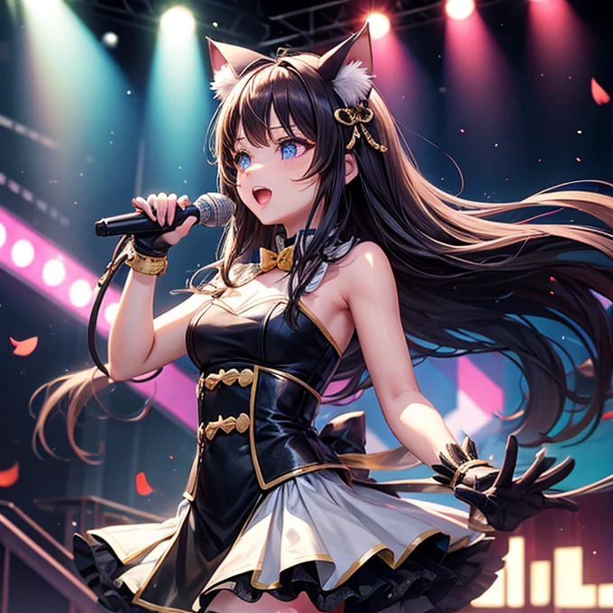 Cat ears　Idol　Singing on stage　　