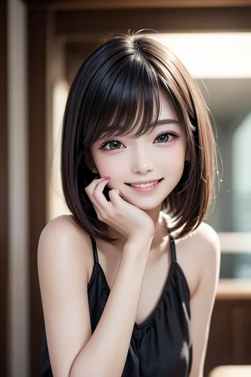 (masterpiece, best quality:1.2), 1girl, Alone, straight bob hair, portrait, (smile:1.3)