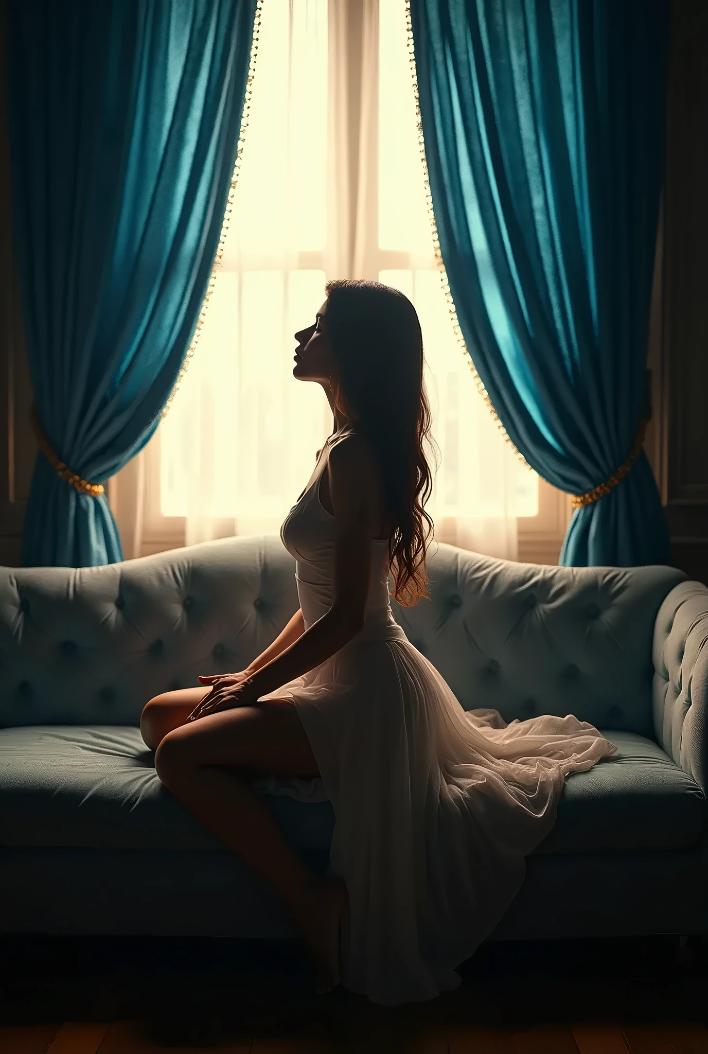 Araffe sitting on a couch in front of a window - SeaArt AI