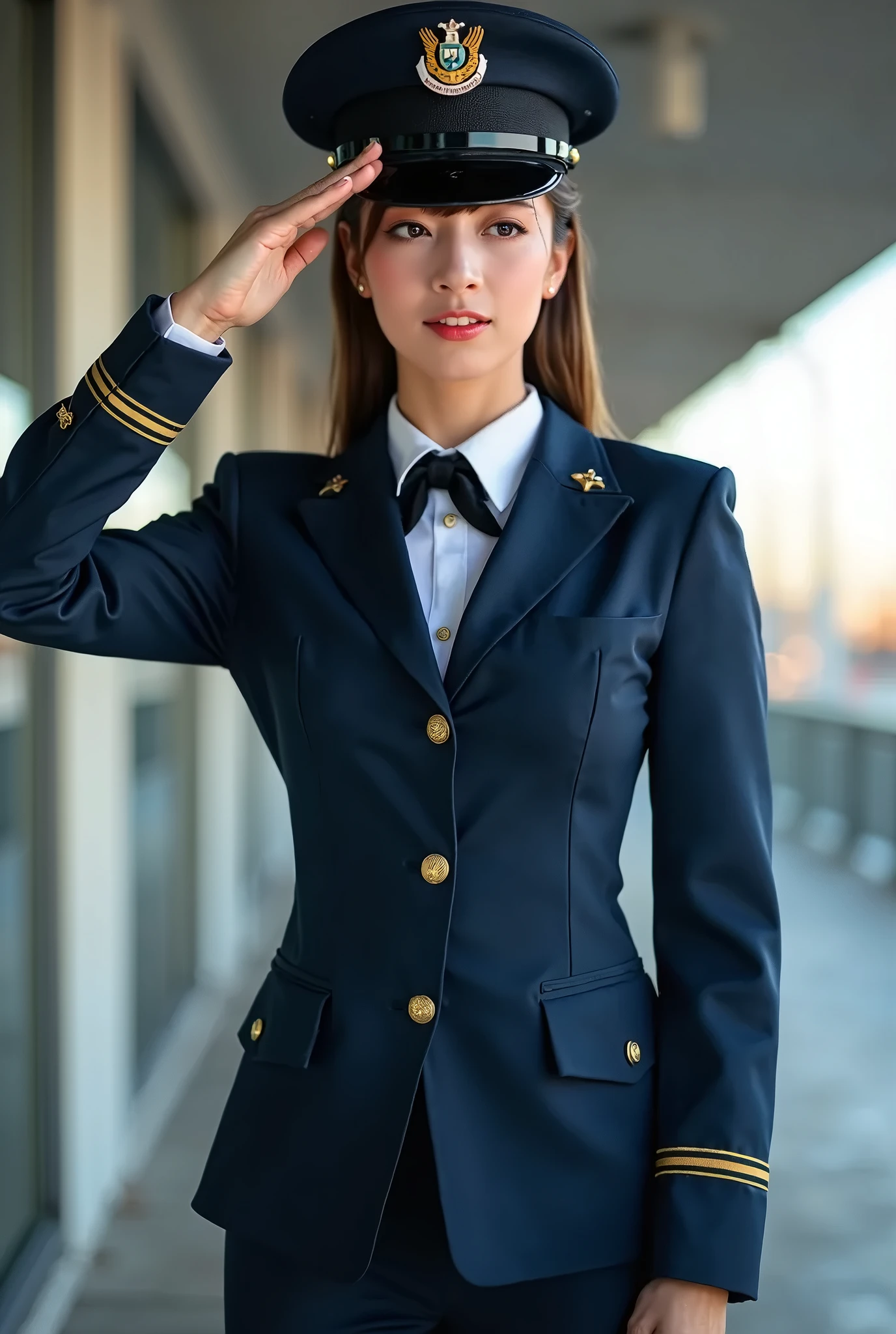 (dilraba:1),looking at viewer,cute, (National costume)1girl, (police woman:1), uniform, night street, lighting on face, bright back lighting, medium breast, ultra high res, best quality, photo, 8k, (photorealistic:1.2),(police car:1),