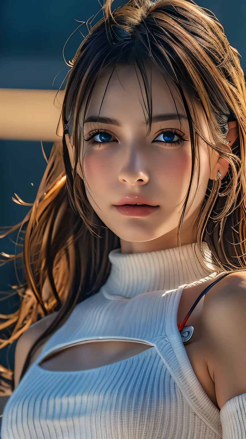 (Best Quality, masutepiece, Ultra High Resolution, (Realistic:1.4), Original photo, 1girl in, Mature, big breast,very big breast,White JK Uniform, Cinematic lighting), detailed and realistic face, Beautiful detail eyes and lips, long eyelashes, expressive facial features, Natural Skin Texture, vibrant and vivid colors, lush garden, blooming flowers, Soft natural lighting, serene ambiance, Intricate details in the background, Realistic Shadows, High contrast, Fine artistic details, Professional illustration style, Harmonious color palette, depth and dimension, Exquisite brushwork, Realistic texture, professional portrait, Dreamy and surreal atmosphere,leaning forward:1.5,((upper body angle)),(((embarrassed, nose blush:1.3) ,(wet:1.0),(sweat:1.1),(seductive smile:1.3)