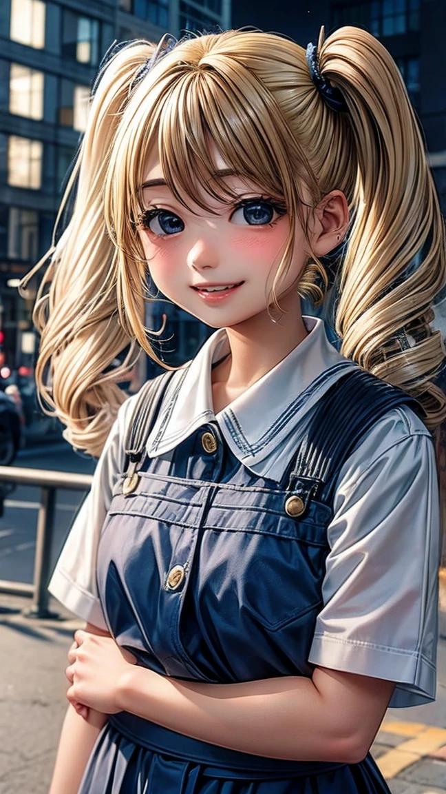 Blonde hair With rainbow wicks blue irises wearing 2000 clothing