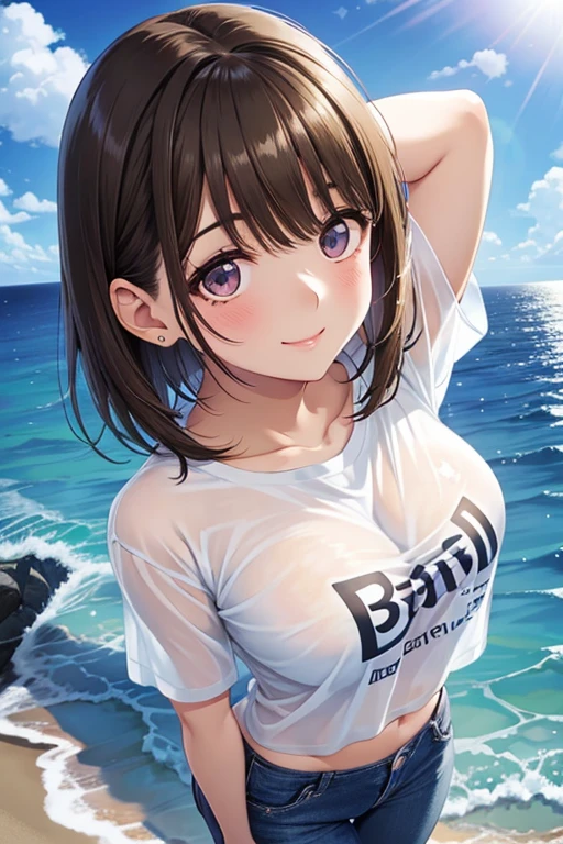 my grandmother、Shiny brown hair, Short Hair, (Beautiful brown eyes、Sparkling eyes, Fine grain)、smile、Ultra-detailed eyes、Highly detailed face, Highly detailed eyes,Cowboy Shot、



((software)), One Girl, teasing, ((Oversized undershirts and see-through t-shirts)), Blue panties, Show Viewer, smile, Sky Porn,Ocean, From above, Full Body View