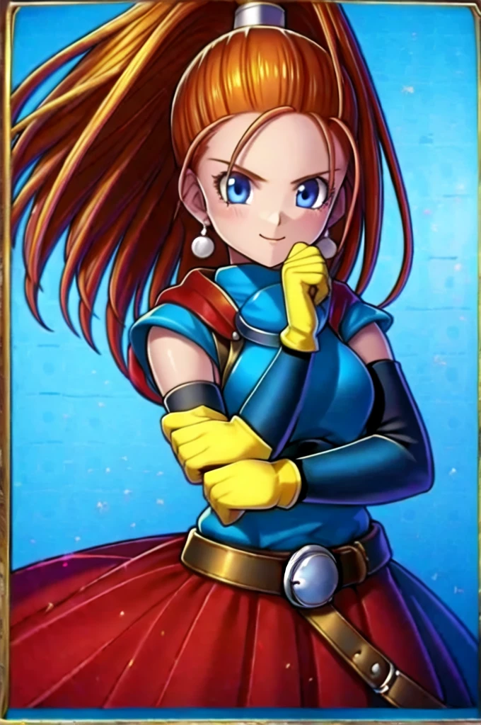 (masterpiece, Best Quality:1.2), One girl, Alone,Portrait,Five fingers,No background,Blue clothes,Red Cape,Yellow gloves,Black Belt、Round silver buckle,Very cute