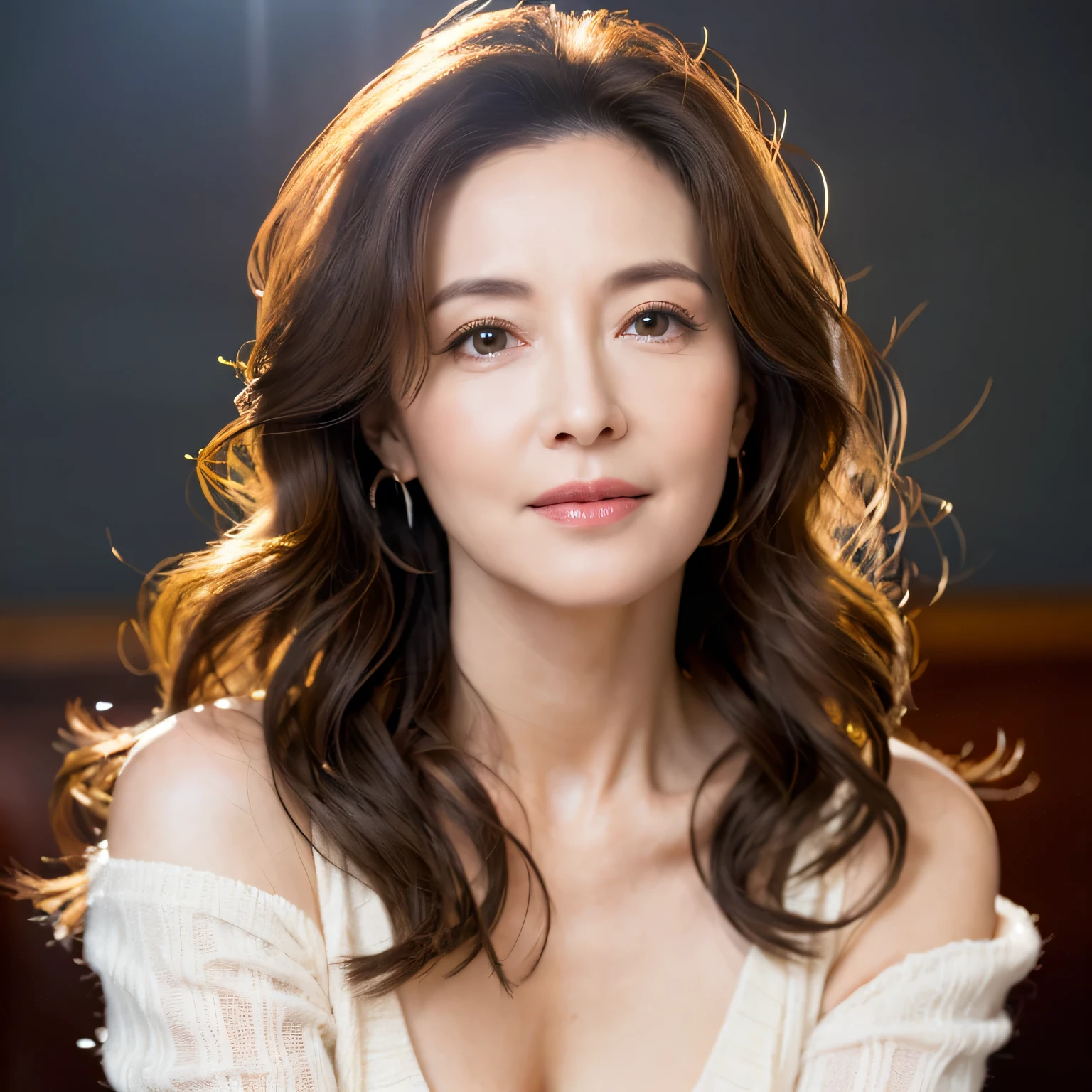 Beautiful mature woman with beautiful wavy long hair, Sexy Mature, She is moaning with pleasure, Bright lighting, Ultra-high resolution,(Realistic:1.4), ((Highest quality)), ((masterpiece)), (be familiar with),