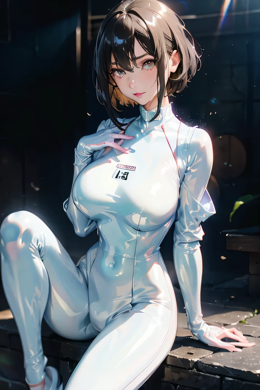 8K resolution, refined features, perfect face, glowing skin, high detail, latex_bodysuit, creamy white mucus body, enveloping the whole body, transparent liquid texture, sexy,busty,upright_straddle, sunrise, water, side view