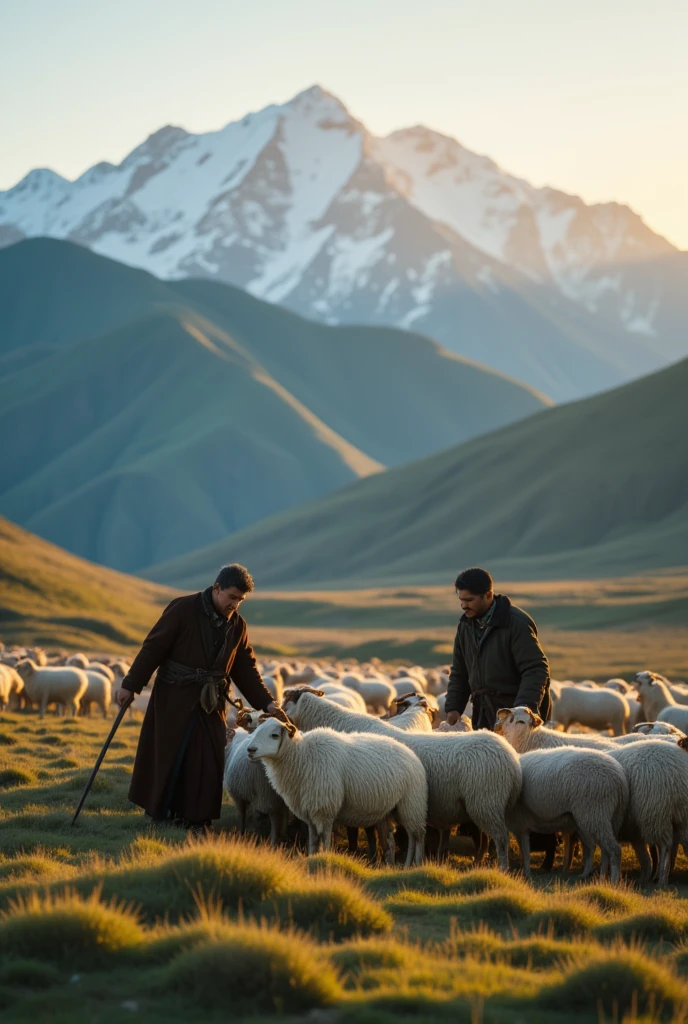 On the ancient short stone road, a group of caravan is slowly moving forward, with dust flying. A few white clouds float in the sky, surrounded by rolling mountains, creating a picture full of historical significance.

full body, Professional, perfect composition, ultra-detailed, intricate details