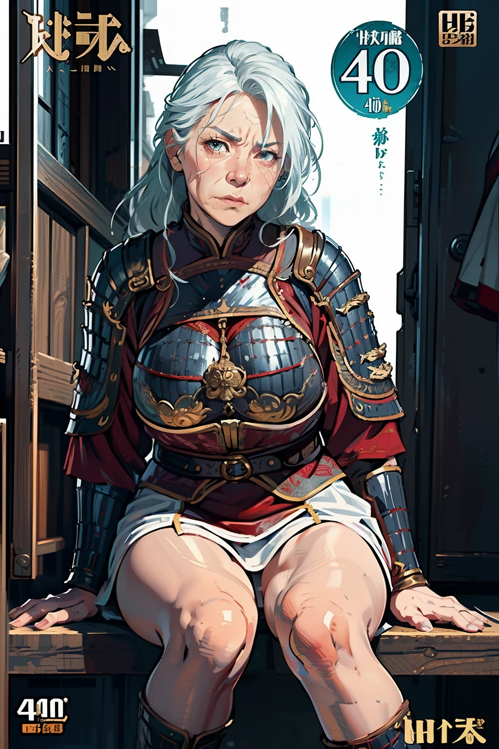 (high resolution, pixel perfect, gorgeous illustrations), (hyper quality, muste piece, etheric: 1.4), ((nsfw)), ((1girl)), (((((squatting,open legs))))), (((((pussy))))), (((((spread pussy))))), (((crotch grab))), (((((uterus))))), ((tattoo)), ((mature woman)), ((((dark skin)))), ((white hair)), cool atmosphere, ((((orgasm)))), (((blush))), (((((((muscular))))))), ((thick thighs)), (((wide hips))), ((Big breasts that are about to burst)), fighter, (((woman))), ((((wh_chi_armor)))), lewd woman, (shiny skin), sweat, simple background,