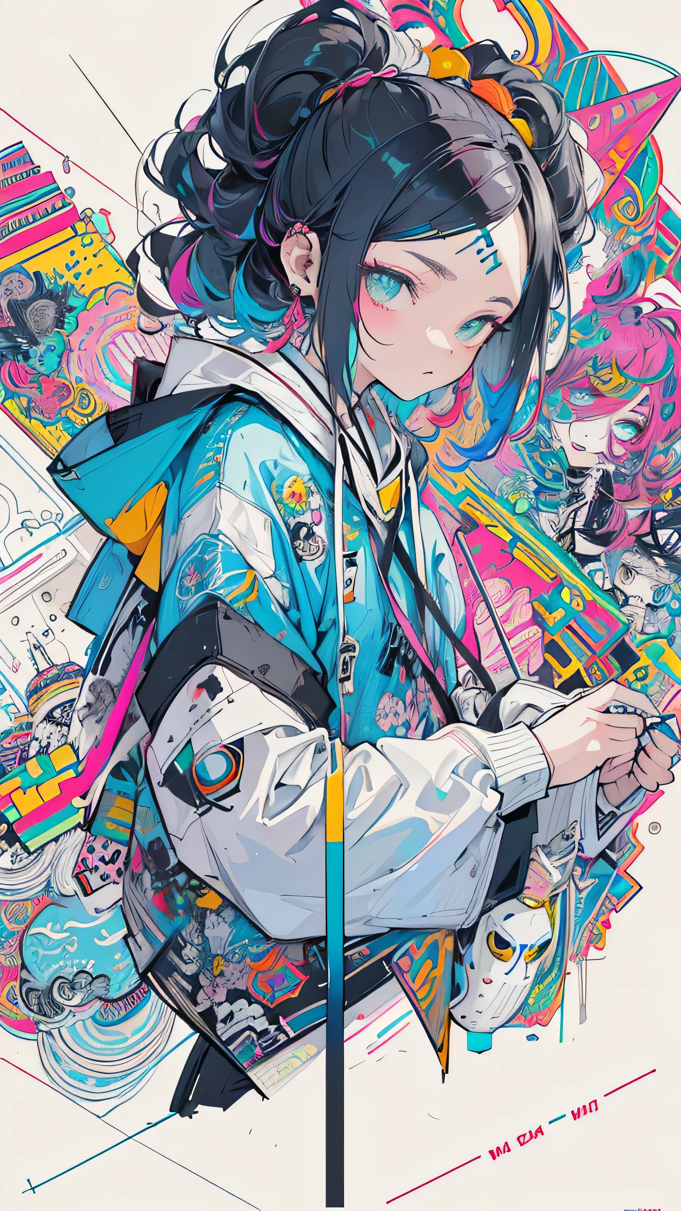 (((masterpiece, Best Quality))),(((alone:1.2))),(((One girl:1.2))),32K Wallpapers, Very detailed, poster, Vintage Science Fiction,(((((geometric cinematic movie poster))))), ((Bauhaus)),(shape),(((Abstract))),(((((portfolio))))),(((completion. Detailed face))),((((Very talented)))),(((((The most complex futuristic machine))))),(Colorful color scheme),(((detailed unlimited completion equipment : earphones))),(((((Very simple background))))),(((Texture of the person : grunge))),High resolution,Best Quality,High image quality,Complex,Baptized,Geometric ornament,((Streetwear Fashion)), ((Hana Sakura)(graffiti)), Double exposure, A fluid fusion of abstract art, Glitch, ( 2D), ( Original illustration composition), ( Limited edition color fusion, Maximalism art style, Geometric art style), (No lines, Flat Color:1.4),(((mask,beast,tooth))),(((Random hair color))),(((Random hairstyle))),
コラージュ,