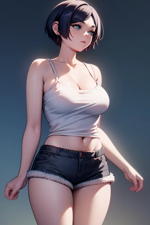 beautiful girl, 18 years old,Short hair, shoulder length,black hair, big breasts,wet, sweat, camel toe, red lips ,Wear glasses,
White underwear, sexy pose,
 red eyes, Shoot a red beam,