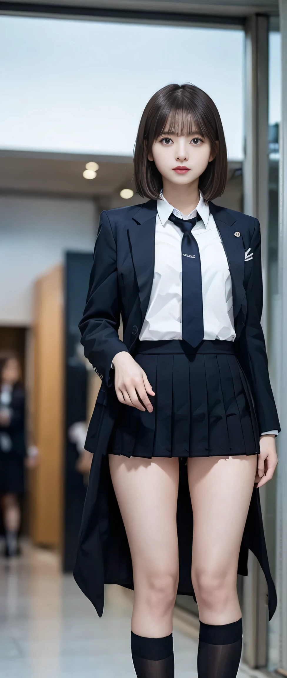 NSFW、super detailed、High resolution、transcendental beauty highest quality、masterpiece、navy high socks、Majimix Real、(Raw photo:1.2)、(Photoreal:1.4)、beauty in beautiful details and delicate expression、blonde、((I can see my))(squat)、earrings、eyelash、sparkling eyes、glossy lips、beautiful and fine eyes、huge file size、、(Japanese girls' high school uniform))、very detailed expression、finely、Highly detailed face movie lighting、18 year old girl、positive、((dynamic pose)))、(open stance))、(Skirt from bottom to top:1.5), pleated skirt、blazer、sexy upper eyes, (Spread your crotch to show your:1.5), (no pantiesー:1.5), (black short hair:1.5), (wet pussy:1.5), (no panties:1.8)、