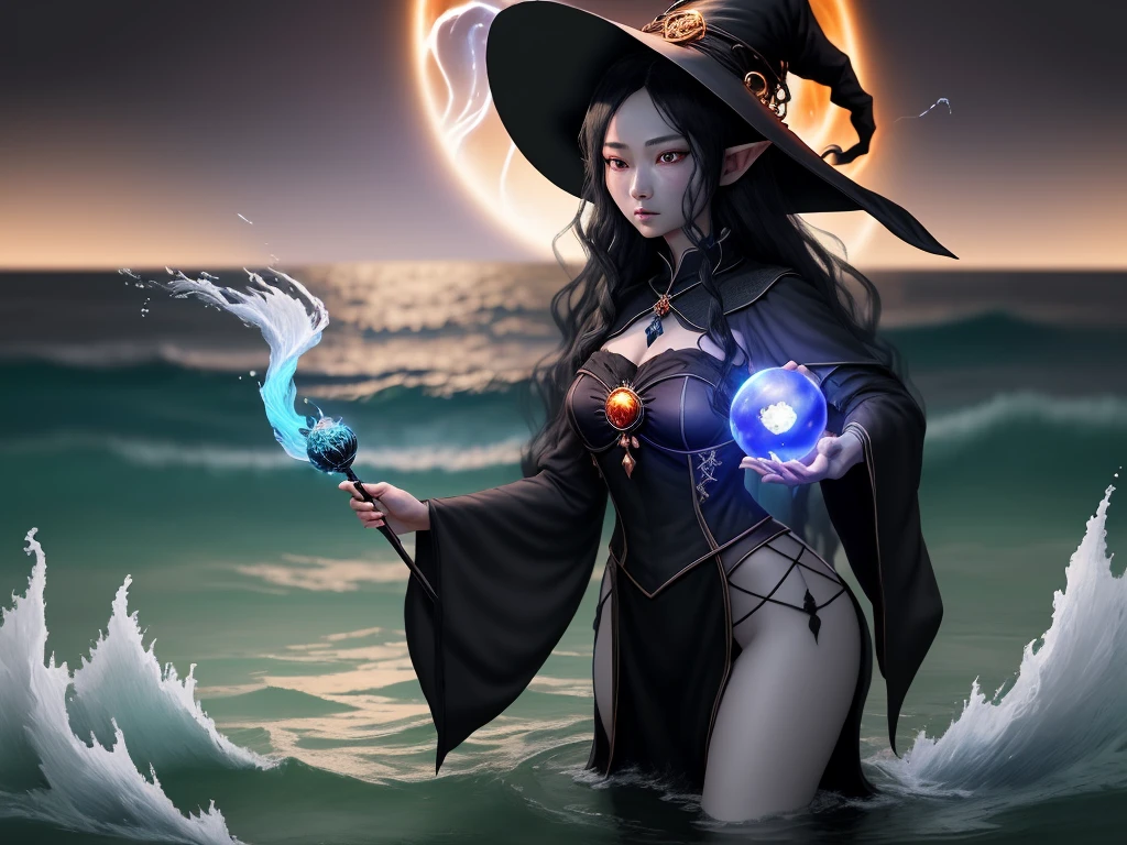 1girl, (witchcore, witchcraft, pagan, mystical, nature, occult) ,fire_element:1.3, magician, spell magic, magic circle, ((magic in hand)),(masterpiece, best quality:1.4),(absurdres, highres, ultra detailed:1.2),(using light magic:1.4),water magic, imaginative overlays, artistic fusion,fantastical scenes, evocative narratives, striking visuals, upper body (((best quality))),(((ultra detailed))),(((masterpiece)))