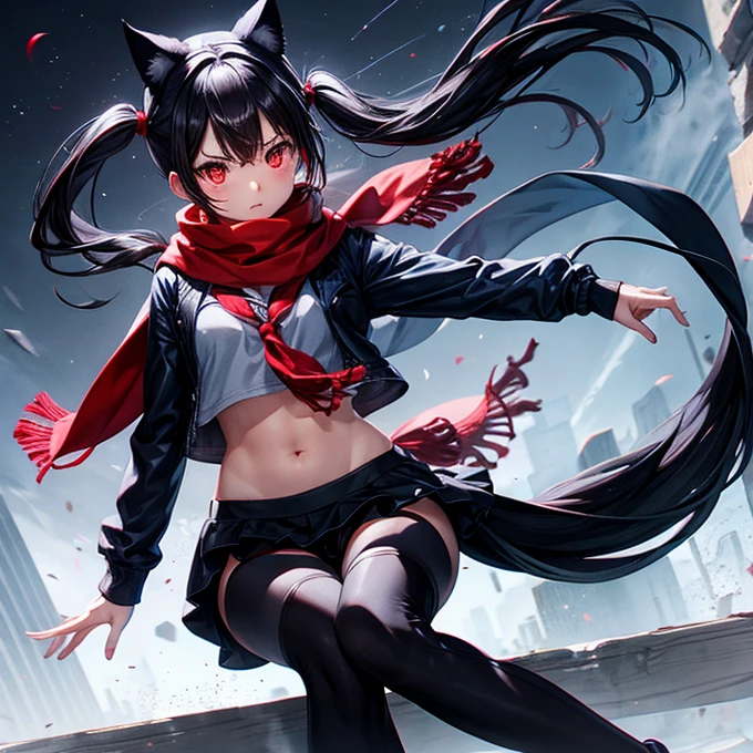 Cat ear　Ninja　girl　Shorts　spats　Uses ninjutsu　Fog effect　Rasengan