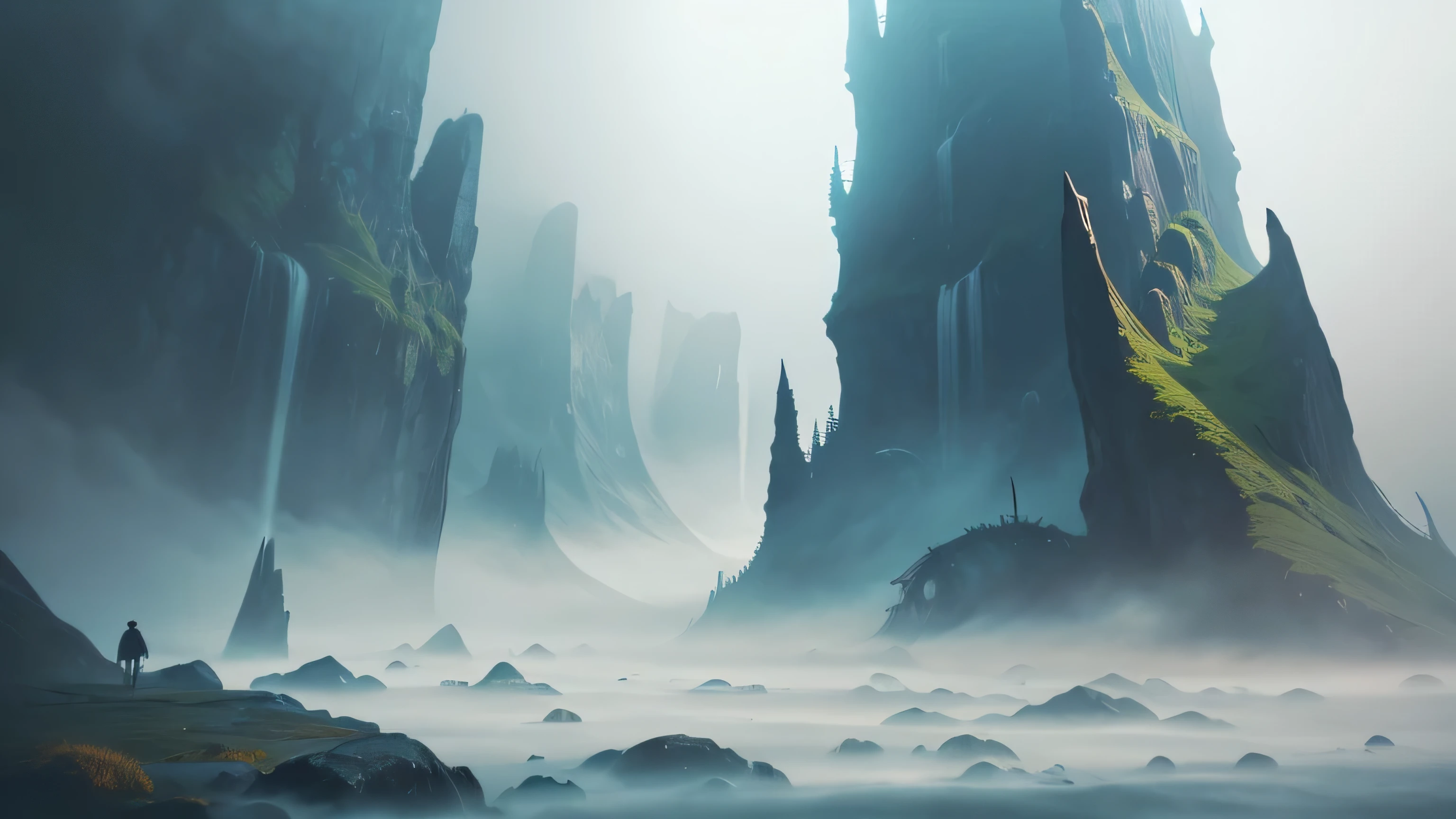 hard fog, surreal nature elements, fantasy elements,