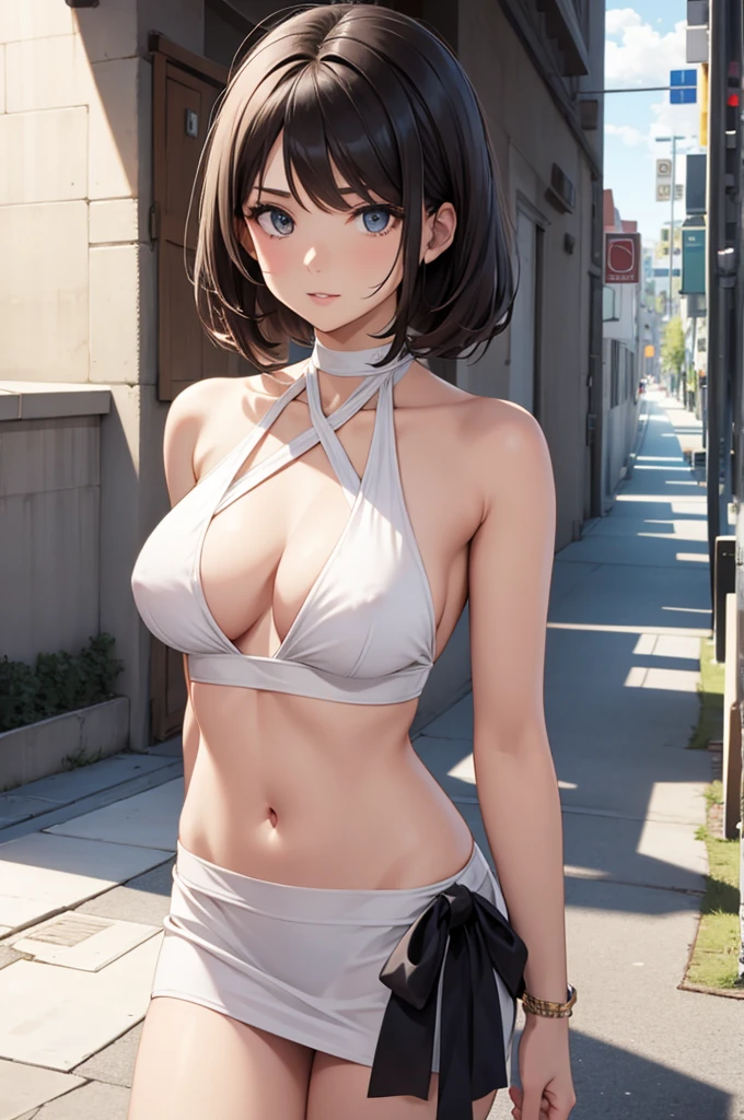 masterpiece, best quality, high quality, highres, outdoors, day, upper body, sexy face, looking at viewer, solo, focused, BREAK,
CARTOON_April_ONeil_TMNT_ownwaifu,
1girl, brown hair, short hair, breasts, brown eyes, large breasts, lips, makeup, collarbone, lipstick,
cleavage, sleeves rolled up, yellow jumpsuit, watch, unzipped expand, zipper, white belt, big boobs size