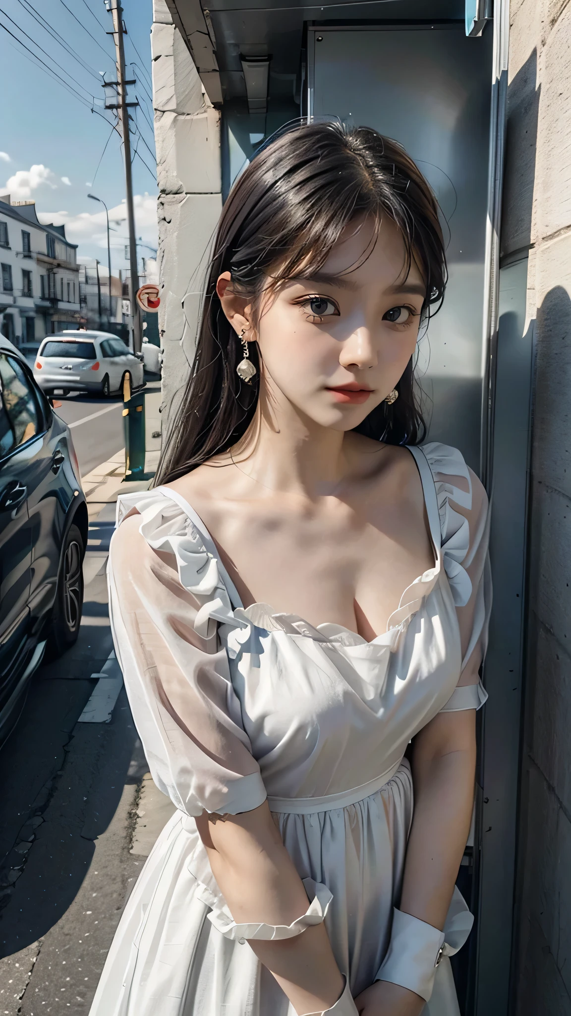 (Best quality, Masterpiece), 1girll, Korean girl,18yr old,Absolutely beautiful, Amazing, swing,Noble,perfect bodies, Perfect face shape,Charming eyes,Bright big eyes,Long eyelashes,sensual lip,White skin,The gauze skirt flew up,Very real,goodlooking,Ethereal beauty