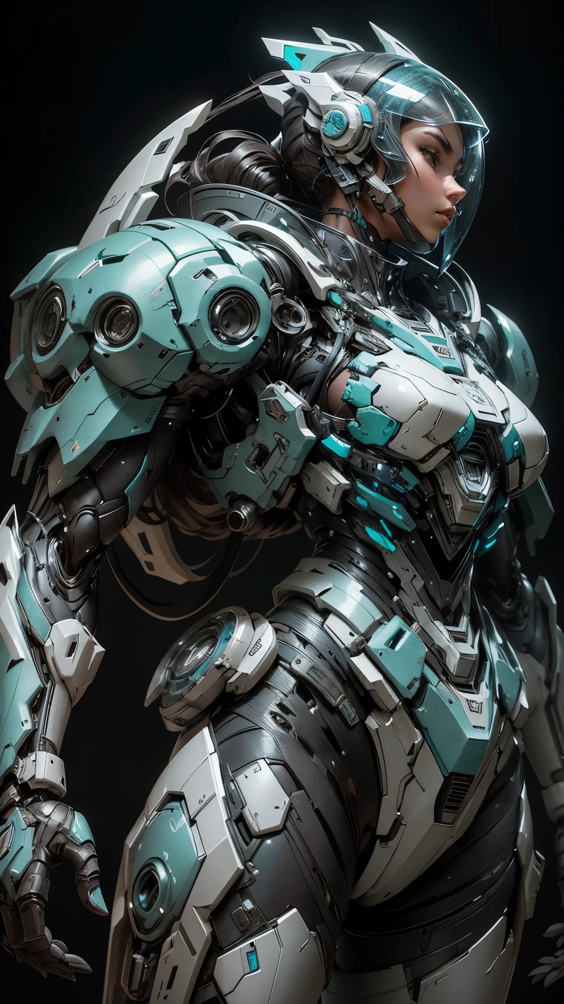 (best quality, 8k, masterpiece: 1.2), ultra detailed, (ultra realistic, photorealistic: 1.37), ultra detailed, 1 girls, short hair, mecha-style robotic armor, beautiful detailed eyes, beautiful detailed nose, full body, breasts huge, bewitching thighs erotic, woman, white hair battlefield Alien battlefield