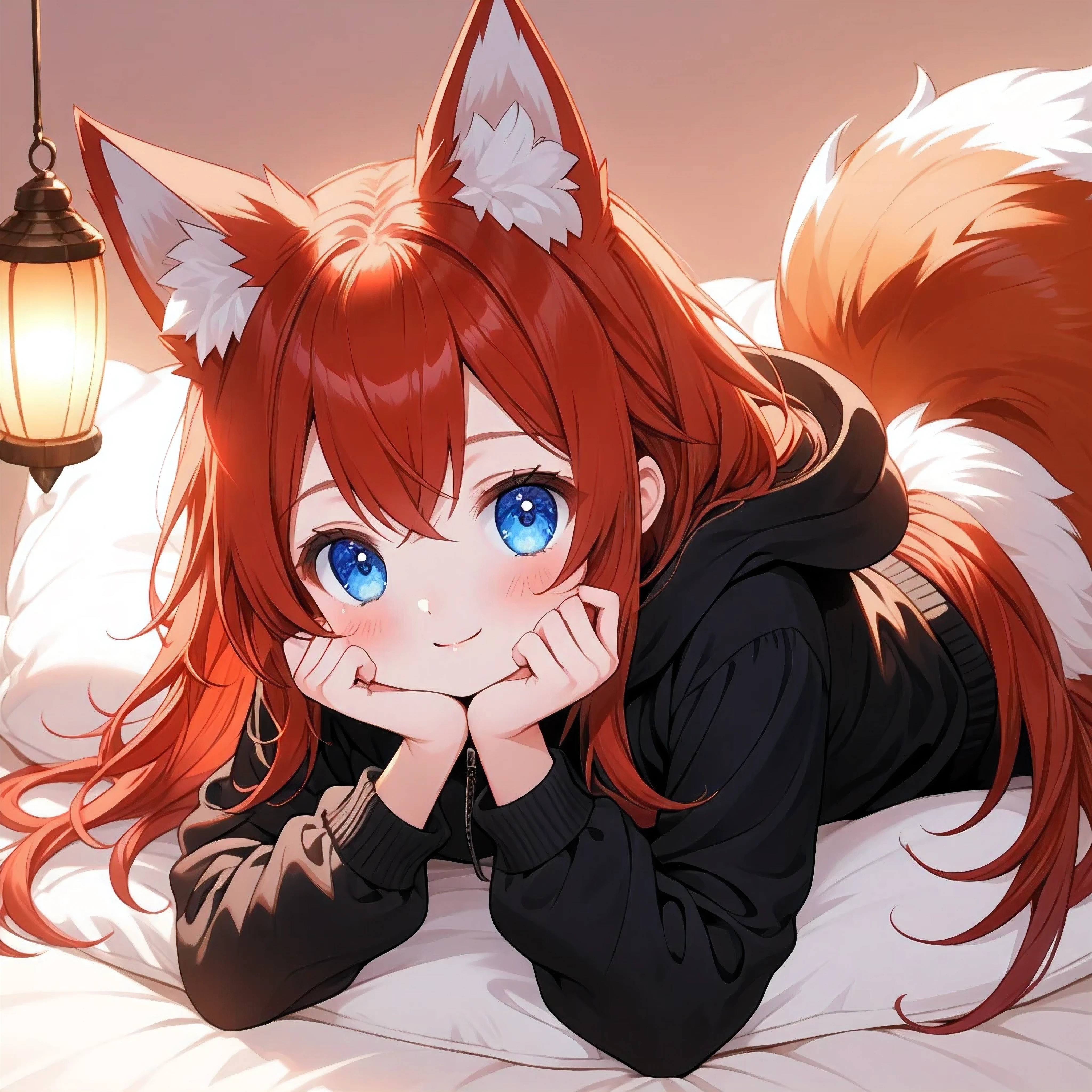 “A highly detailed image featuring a sweet fox girl (1.4) with bright blue eyes (1.4) and long, flowing red hair (1.5). She has adorable fox ears (1.4) and a fluffy fox tail (1.4), enhancing her cute and unique appearance. Her expression is happy, cheerful, and friendly (1.5), reflecting her warm personality.
She is wearing a cozy, oversized black hoodie (1.4) that looks incredibly soft and comfortable. She also has striped knee-high socks (1.4) that add a playful touch to her outfit. The fox girl is lying down comfortably on a bed (1.4), looking cozy and content.
The background features a beautifully detailed bedroom (1.3) with a soft, inviting bed (1.4) adorned with plush pillows and a warm, soft blanket. The lighting is gentle and warm, casting a soft glow over the entire scene (1.4), highlighting the serene and peaceful atmosphere. Her red hair is spread out on the pillow (1.4), and her fox ears are perked up slightly, adding to her sweet and relaxed appearance (1.5).”
Additional Settings:
• Resolution: 8K (1.5)
• Masterpiece quality (1.5)
• Sharp character details (1.5)
• Sharp clothing details (1.5)
,Full body focus, perfect face, perfect eyes, perfect light, dynamic light, natural light,sharp focus, perfect s, perfect face, perfect eyes, perfect light, dynamic light, natural light,hand,sharp focus, perfect hands, perfect face, perfect eyes, perfect light, dynamic light, natural light,AddXL