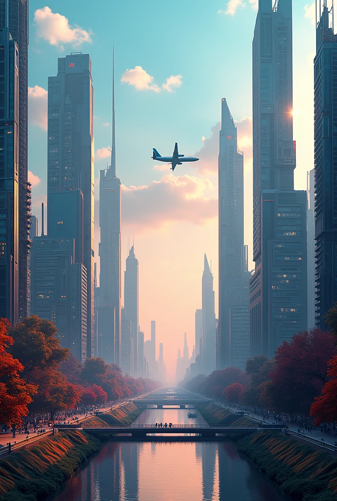 there are two pictures of a city with a plane flying over it, futuristic utopian fantasy, sci-fi fantasy wallpaper, sci-fi fantasy desktop wallpaper, futuristic city backgrond, futuristic utopian metropolis, futuristic utopian city, symmetric matte painting, composition of and futuristic, 4k solarpunk wallpaper, futuristic city backdrop, futuristic world