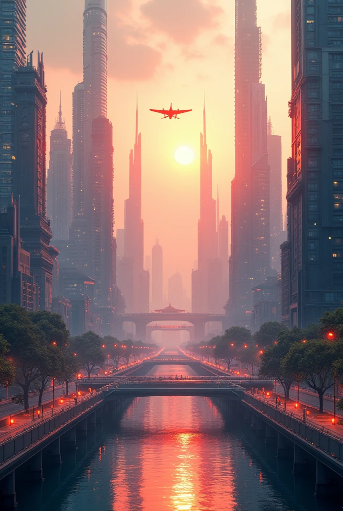 there are two pictures of a city with a plane flying over it, futuristic utopian fantasy, sci-fi fantasy wallpaper, sci-fi fantasy desktop wallpaper, futuristic city backgrond, futuristic utopian metropolis, futuristic utopian city, symmetric matte painting, composition of and futuristic, 4k solarpunk wallpaper, futuristic city backdrop, futuristic world