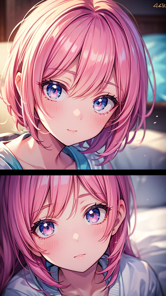 Kiss Face　excited　up of face　To the chest　Waiting for a kiss　Eyes open thinly　ichika　Belotchu　only face　short-cut　Kissing face,  excited, Close-up of face, To the chest, Waiting for a kiss, Eyes are thinly open, ichika,, only face, short-cut.　Pink hair　Uplifting Lipstick Pink　stick out your lips　Frontal kiss