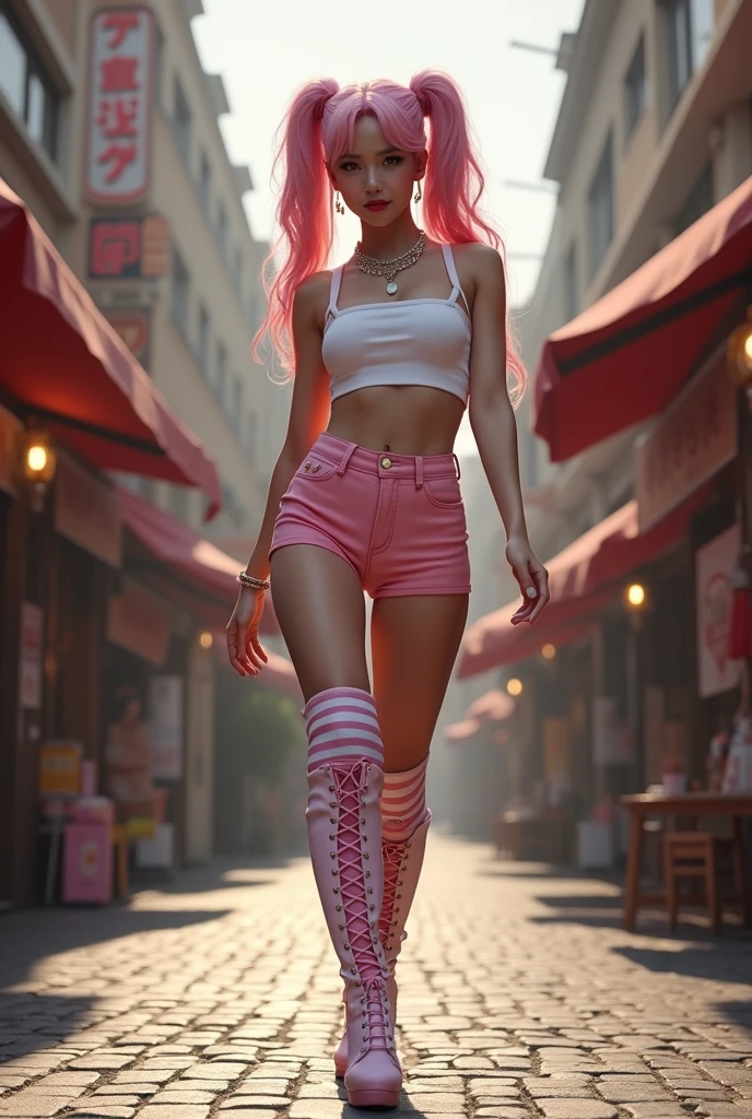 Stephenie, very tiny miniskirt, pink pantyhose crotch, candid upskirt, shoes, sun shiny day