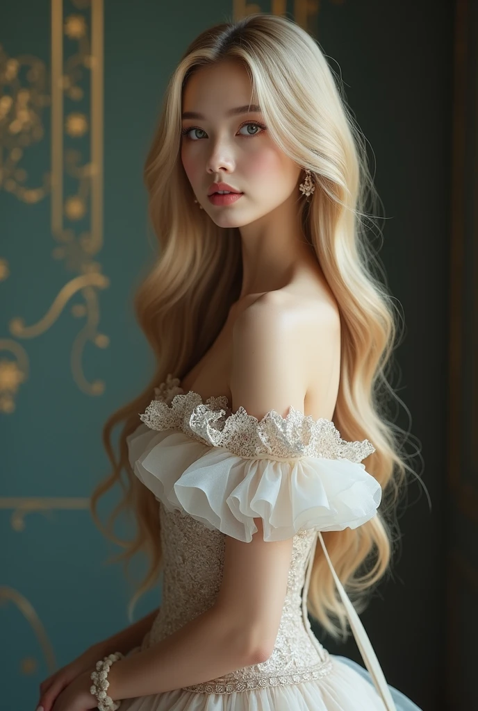 beautiful little medieval russian princess girl 9 year old, long blonde wavy hair, transparent white dress, being harassed and groped in a dark room by an older man 35 years old touching her legs, kissing her breasts