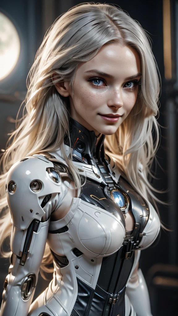organic cyborg, white plastic, 1girl, diffuse lighting, fantasy, intricate, elegant, highly detailed, lifelike, photorealistic, digital painting, artstation, illustration, concept art, smooth, sharp focus, art by John Collier and Albert Aublet and Krenz Cushart and Artem Demura