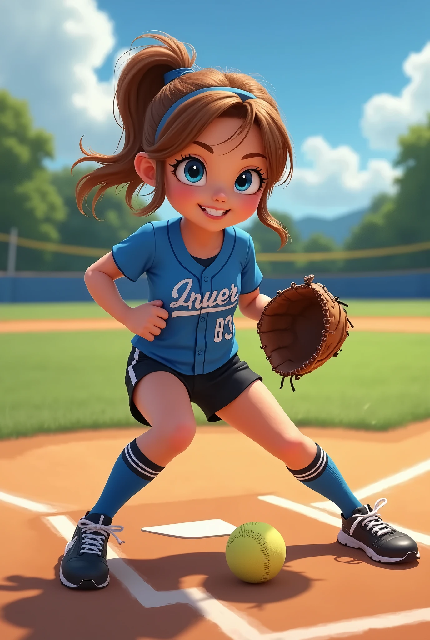 Standing Picture Lori short stature girl with Anime style Chibi Baseball Girl