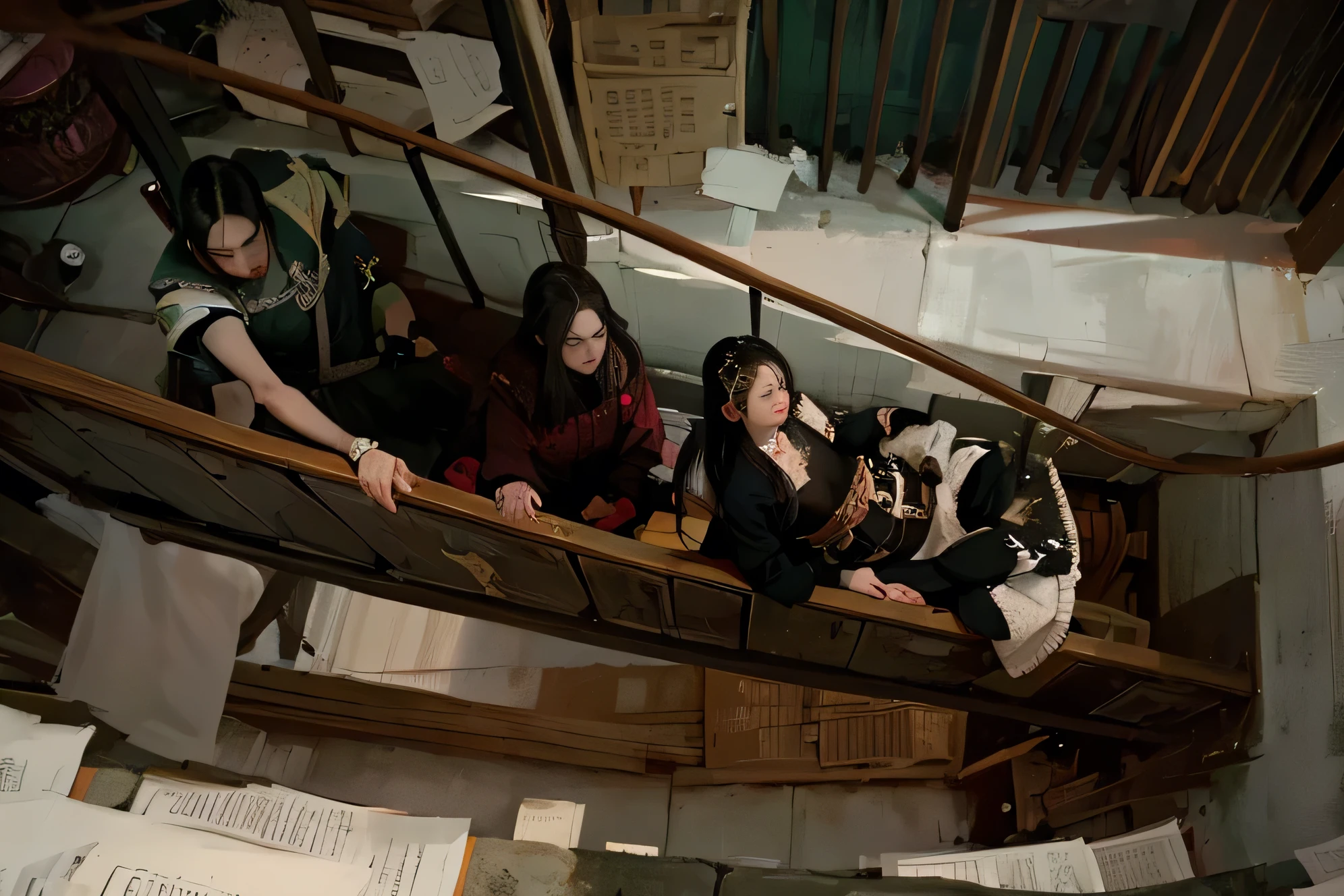 (Best quality, 8k, 32k, Masterpiece, UHD:1.2) "Create an eerie, atmospheric scene of an endless staircase inspired by Asian horror movies. The staircase should appear narrow and claustrophobic, with old, creaking wooden steps that seem to spiral upward and downward into an infinite darkness. Each step is worn and uneven, as if many have walked this path over countless years. The walls surrounding the staircase are aged and cracked, with faded wallpaper peeling away to reveal unsettling stains and scratches. A dim, flickering light barely illuminates the scene, casting long shadows that deepen the sense of dread and mystery. ((staircase))
The entire setting is cloaked in a sickly, unnatural hue—perhaps a pale, ghostly green or a faded yellow—that gives the scene an otherworldly feel. A cold mist hangs in the air, clinging to the steps and obscuring parts of the staircase, making it hard to see where it leads. Strange symbols or talismans can be seen drawn on the walls, hinting at ancient curses or supernatural forces at work.
Faint echoes of footsteps, whispers, and distant, chilling sounds seem to emanate from the stairwell, enhancing the sense of being watched or followed. A lone, tattered paper lantern might hang from the ceiling, swaying slightly as if disturbed by an invisible presence. Shadows dance along the walls, and the flickering light sometimes reveals ghostly silhouettes appearing briefly, only to vanish when looked at directly. The overall atmosphere should evoke fear, suspense, and the spine-chilling sensation of being trapped in a never-ending loop with no escape.