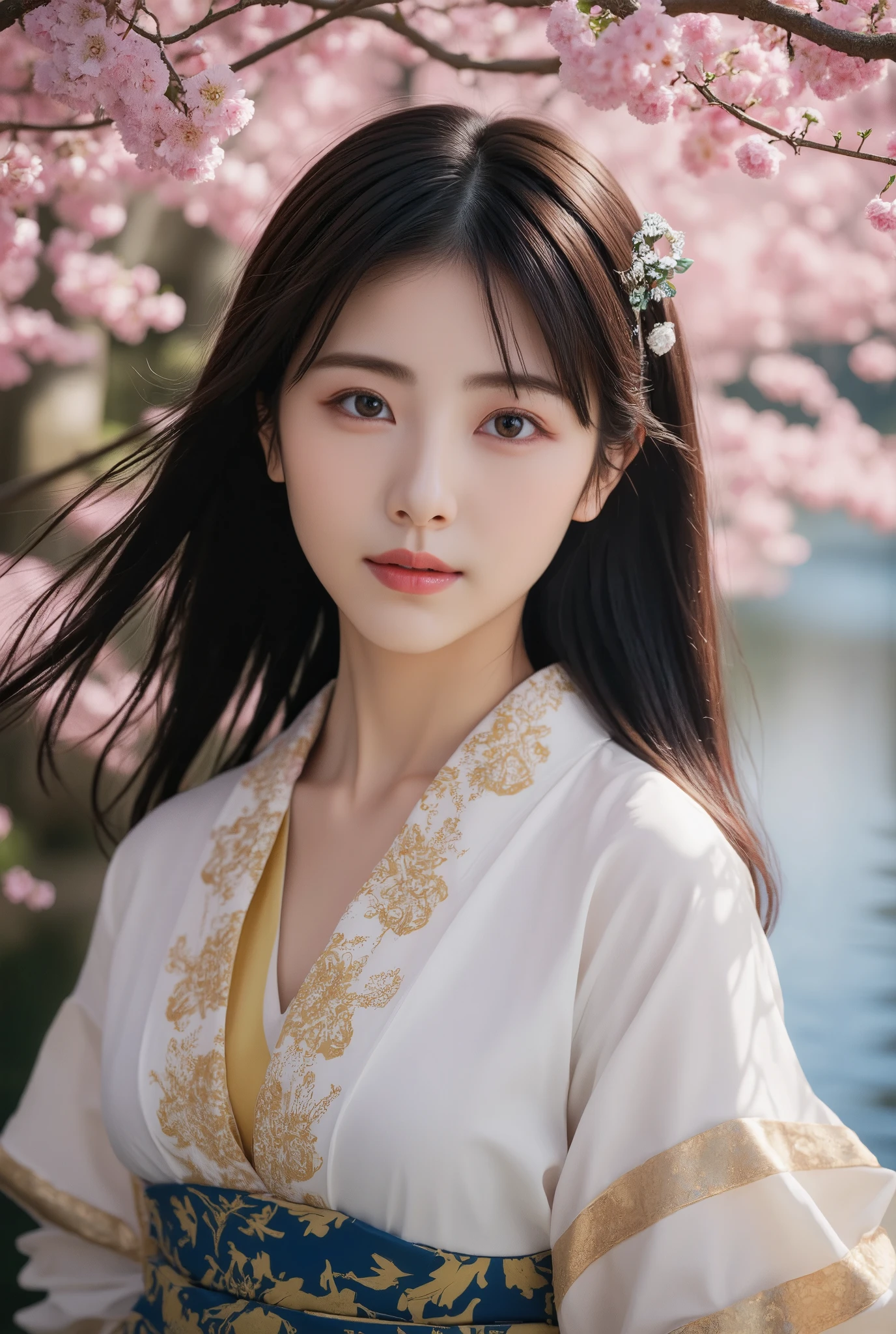 Araffe asian woman in a kimono dress posing for a picture - SeaArt AI