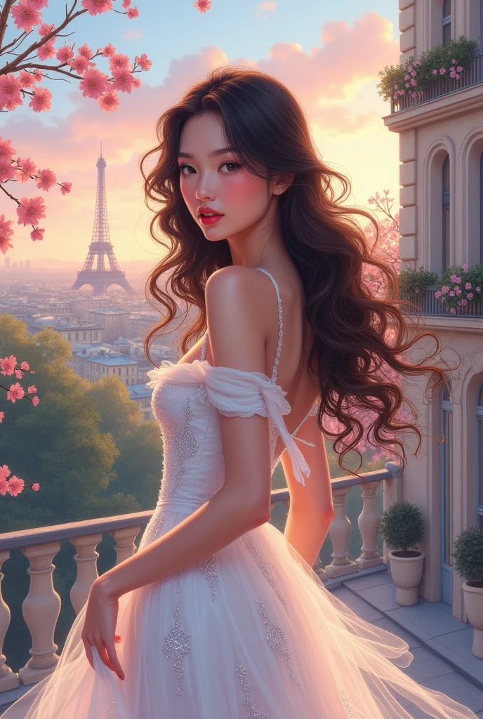 DEN_tayler_hills,
(standing on a balcony wearing an (elegant outfit:1.3), Paris scene, Eifel tower, balcony railing, balcony, City scape, scenic:1.2),,
bokeh, f1.4, 40mm, photorealistic, raw, 8k, textured skin, skin pores, intricate details  <lora:epi_noiseoffset2:1>, epiCRealism
