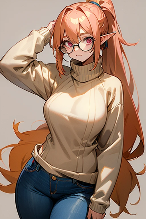 ((best quality)), ((masterpiece)), 1girl, long hair, orange hair, blue puffy coat, (arms back:1.1), sexy, cute face, <lora:Madeline:0.8>,
