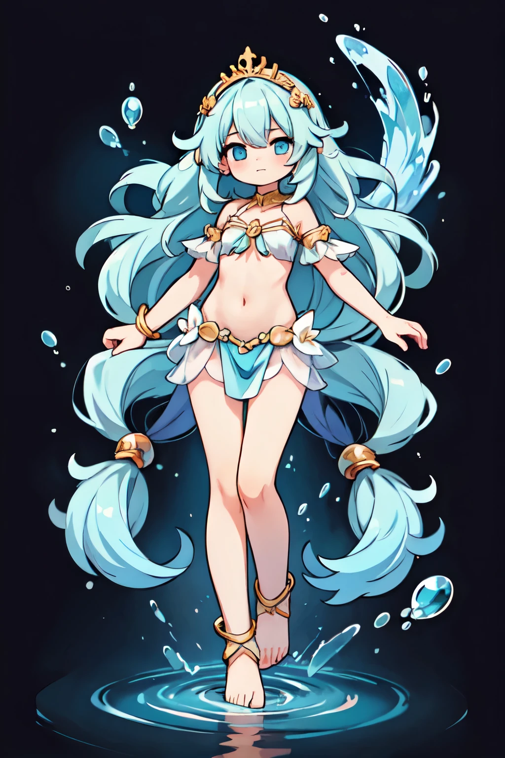 On a moonlit night, furry anthro, kemono, mermaid, a beautiful woman with bright shining scales on her skin dances gracefully on a white sandy beach Her beautiful face and brightly colored shining eyes The sea and the woman's scales shining faintly in the moonlight. Detailed drawing Vivid colors High image quality,