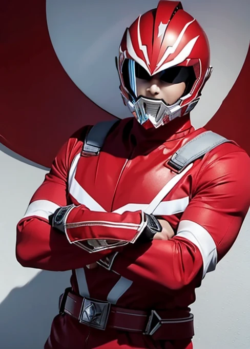 1 man in the SPD power ranger suit, red ranger