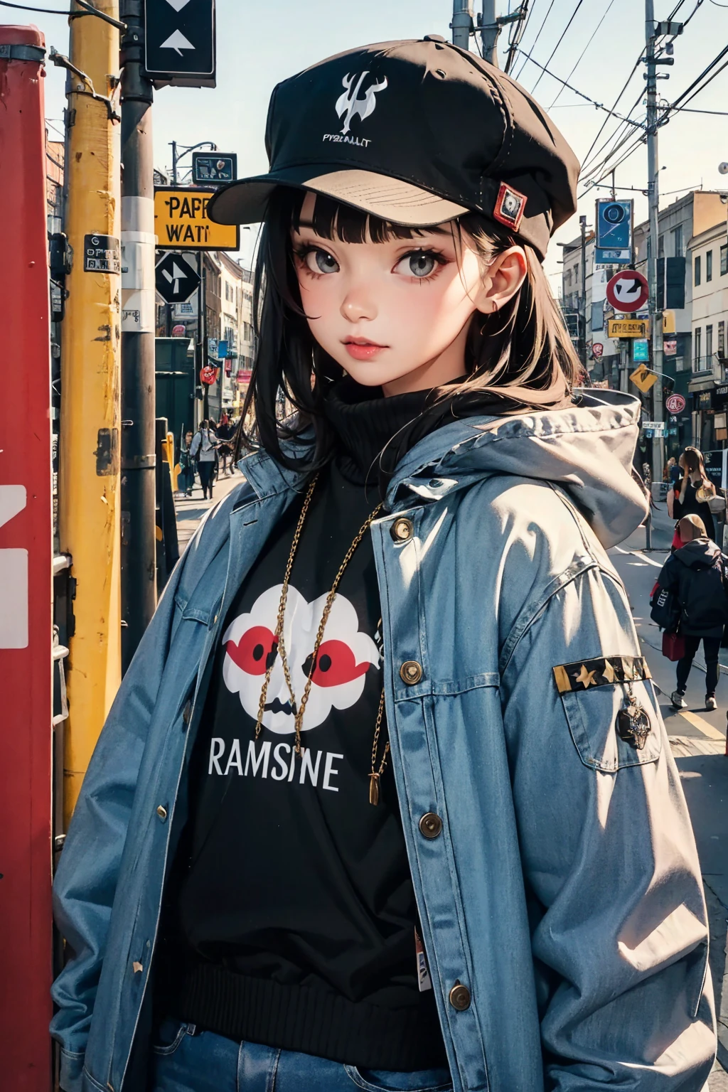 menina anime com cabelo curto e franja na metade da testa, franja curta, cabelo curto, cabelo castanho, menina anime, alta qualidade, cabelo curto bonito, retrato anime, menina bonita (fundo escuro)