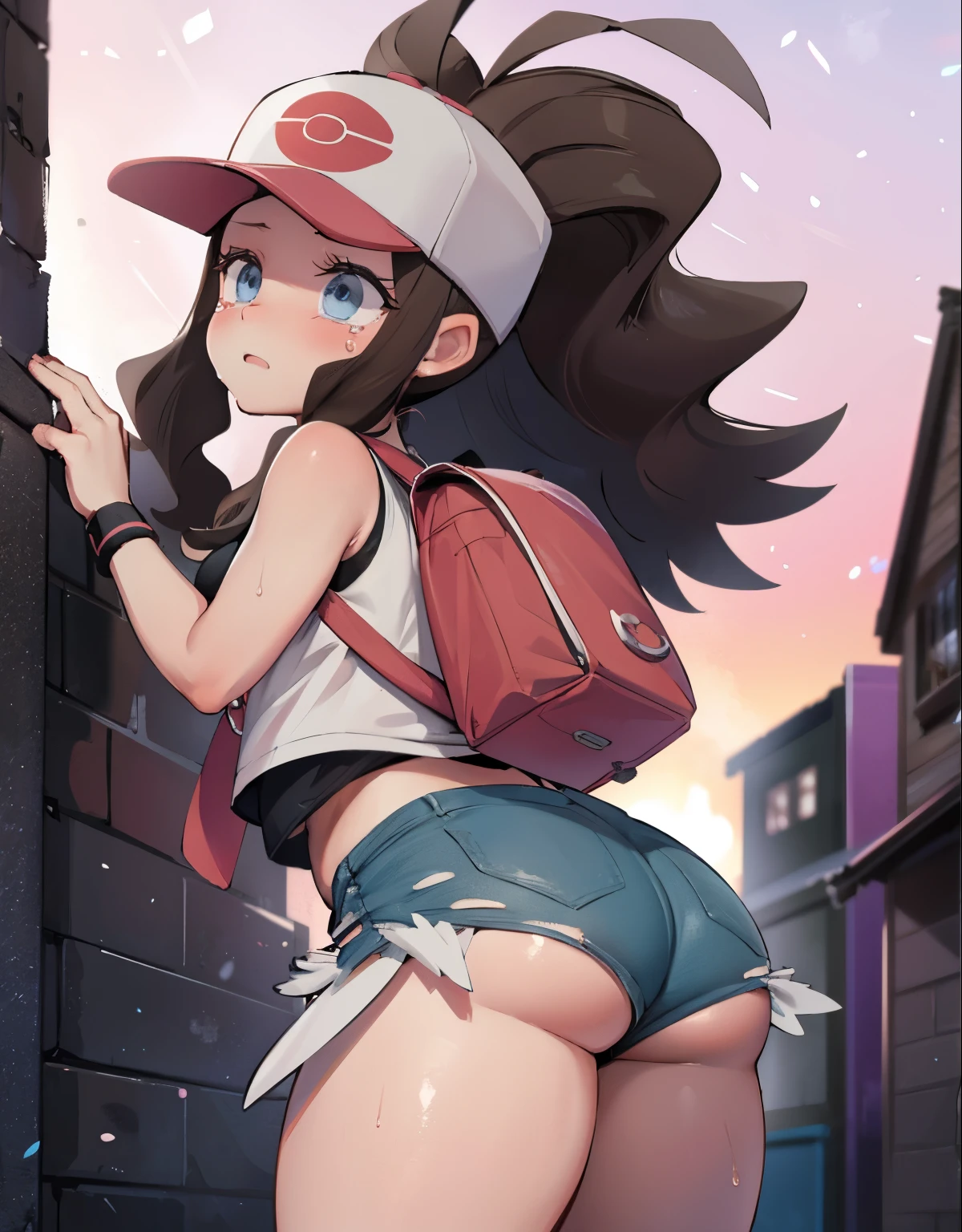 (best quality, highres, masterpiece:1.2), ultra-detailed, realistic:1.37, sketches, hilda pokemon, def1, visible thighs, thick thighs, thighs in the foreground, annoyed look, smile, body shape, fullbody, encanto femenino, nsfw, dinamic pose, room, party, people around her, people taking pictures with their cell phones, hero view, full body view top to bottom, bend down pose round mole ass view turnung viewing ,fog background, nsfw, night city