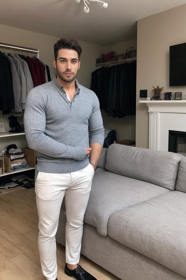 photo of Handsome Men ,Clothes, in living room
