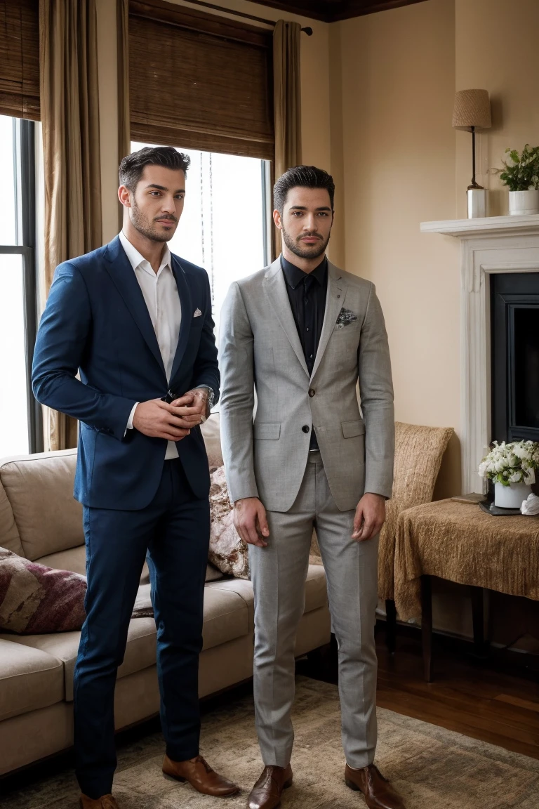 photo of Handsome Men ,Clothes, in living room
