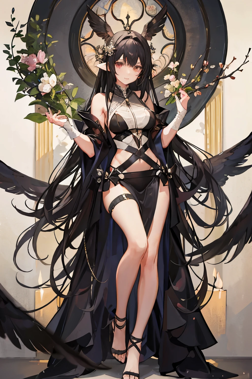 ((No bra, no panties, black one-piece dress with blue roses))Black Hair,Red eyes,Carly,Adorable,Black high heels on your feet,whole body,Fingers and arms are not exposed,Background of red roses,night,Happy expression,High quality light and shadow,Artistic Sense((Hair Bun))(Very long hair))((Blunt bangs))((Bitch))((tsurime))((Big eyes))((Skinny body))((expensive))(Pale skin))((Botanical Prints))((infant))((Showing nipples under shirt))(Pale skin))((Botanical Prints))((infant))((nsfw))((((5 years old)))(((infant)))((Lolita)