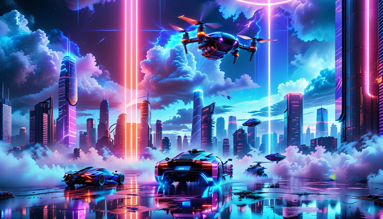 A Masterpiece In 32K Resolution, Supreme Quality, Super Detail, Official Art, Very High-Resolution 32K Wallpaper, Beautiful And Futuristic, Ultra-Detailed Features, Awe-Inspiring Detail. Neon-Lit, Cyberpunk Metropolis Set On A High-Tech, Advanced Planet.
The Scene Presents A Sprawling Cityscape Filled With Towering Skyscrapers, Bathed In A Glow Of Neon Lights. The Streets Are Alive With Flying Vehicles, Holographic Billboards, And Bustling Crowds Of Futuristic Beings. A Massive, Glowing Planet Hovers Above The City, Its Surface Reflecting The Neon Light Of The Metropolis Below. The Sky Is Filled With Swirling Clouds Of Bright Blues And Purples, Enhanced By The Luminescence Of Electric Circuits And Energy Grids. The Atmosphere Feels Vibrant, High-Tech, And Energetic, With A Sharp, Dynamic Quality Brought By The Use Of Long Exposure. Neon Blues, Purples, And Pinks Dominate The Scene, Creating A Vivid, Modern Aesthetic That Fuses Sci-Fi With Reality.