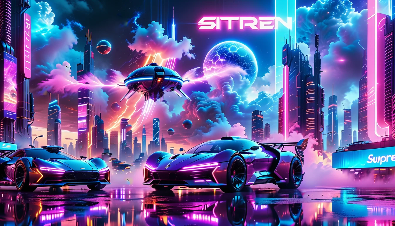 A Masterpiece In 32K Resolution, Supreme Quality, Super Detail, Official Art, Very High-Resolution 32K Wallpaper, Beautiful And Futuristic, Ultra-Detailed Features, Awe-Inspiring Detail. Neon-Lit, Cyberpunk Metropolis Set On A High-Tech, Advanced Planet.
The Scene Presents A Sprawling Cityscape Filled With Towering Skyscrapers, Bathed In A Glow Of Neon Lights. The Streets Are Alive With Flying Vehicles, Holographic Billboards, And Bustling Crowds Of Futuristic Beings. A Massive, Glowing Planet Hovers Above The City, Its Surface Reflecting The Neon Light Of The Metropolis Below. The Sky Is Filled With Swirling Clouds Of Bright Blues And Purples, Enhanced By The Luminescence Of Electric Circuits And Energy Grids. The Atmosphere Feels Vibrant, High-Tech, And Energetic, With A Sharp, Dynamic Quality Brought By The Use Of Long Exposure. Neon Blues, Purples, And Pinks Dominate The Scene, Creating A Vivid, Modern Aesthetic That Fuses Sci-Fi With Reality.