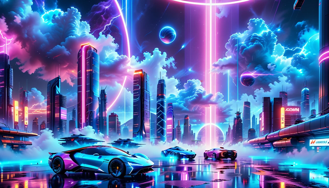 A Masterpiece In 32K Resolution, Supreme Quality, Super Detail, Official Art, Very High-Resolution 32K Wallpaper, Beautiful And Futuristic, Ultra-Detailed Features, Awe-Inspiring Detail. Neon-Lit, Cyberpunk Metropolis Set On A High-Tech, Advanced Planet.
The Scene Presents A Sprawling Cityscape Filled With Towering Skyscrapers, Bathed In A Glow Of Neon Lights. The Streets Are Alive With Flying Vehicles, Holographic Billboards, And Bustling Crowds Of Futuristic Beings. A Massive, Glowing Planet Hovers Above The City, Its Surface Reflecting The Neon Light Of The Metropolis Below. The Sky Is Filled With Swirling Clouds Of Bright Blues And Purples, Enhanced By The Luminescence Of Electric Circuits And Energy Grids. The Atmosphere Feels Vibrant, High-Tech, And Energetic, With A Sharp, Dynamic Quality Brought By The Use Of Long Exposure. Neon Blues, Purples, And Pinks Dominate The Scene, Creating A Vivid, Modern Aesthetic That Fuses Sci-Fi With Reality.