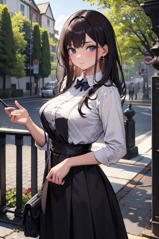 highest quality masterpiece,
one girl, alone,
in her underwear and white shirt, black skirt,
bright and medium-long wavy hair,
beautifully detailed with highly defined eyes and face,
shyly looking at the viewer,
amidst the natural, lit surroundings,
outdoors, at night,
under the shine of purple petals and blue flowers,
with thick thighs and big breasts,
red pupils and ponytail tied with a blue ribbon,
gray haired, with a hint of NSFW suggestion.

Figure of the highest quality,
one beautiful and fine-eyed girl,
sitting alone,
wearing a