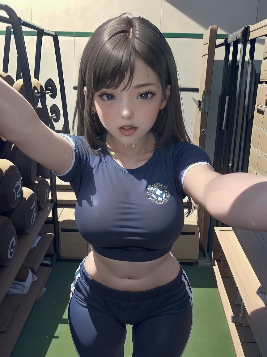 girl, Sweat, vapor, Mid-chest, shy, Fine hand, Watching the audience, Cute Smile